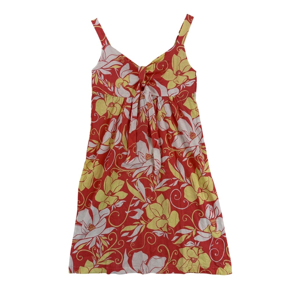 O'Neill Dress Womens Small Orange Floral V Neck Empire Waist Sundress Tropical